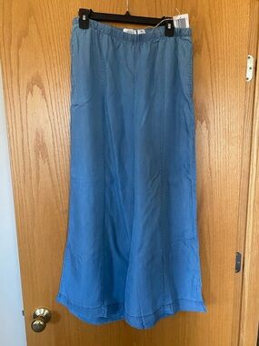 Serra Blue Wide-Leg Pants with Elastic Waist